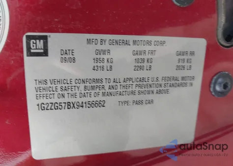 2009 Pontiac G6 из США, поврежденный, VIN 1G2ZG57BX94156662